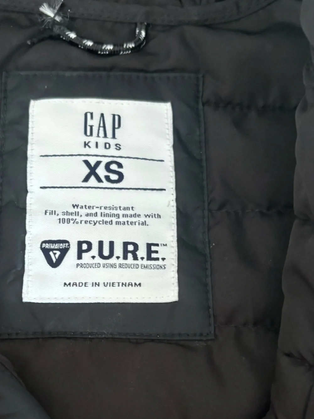 GAP Black Hooded Puffer Jacket Size XS 4/5